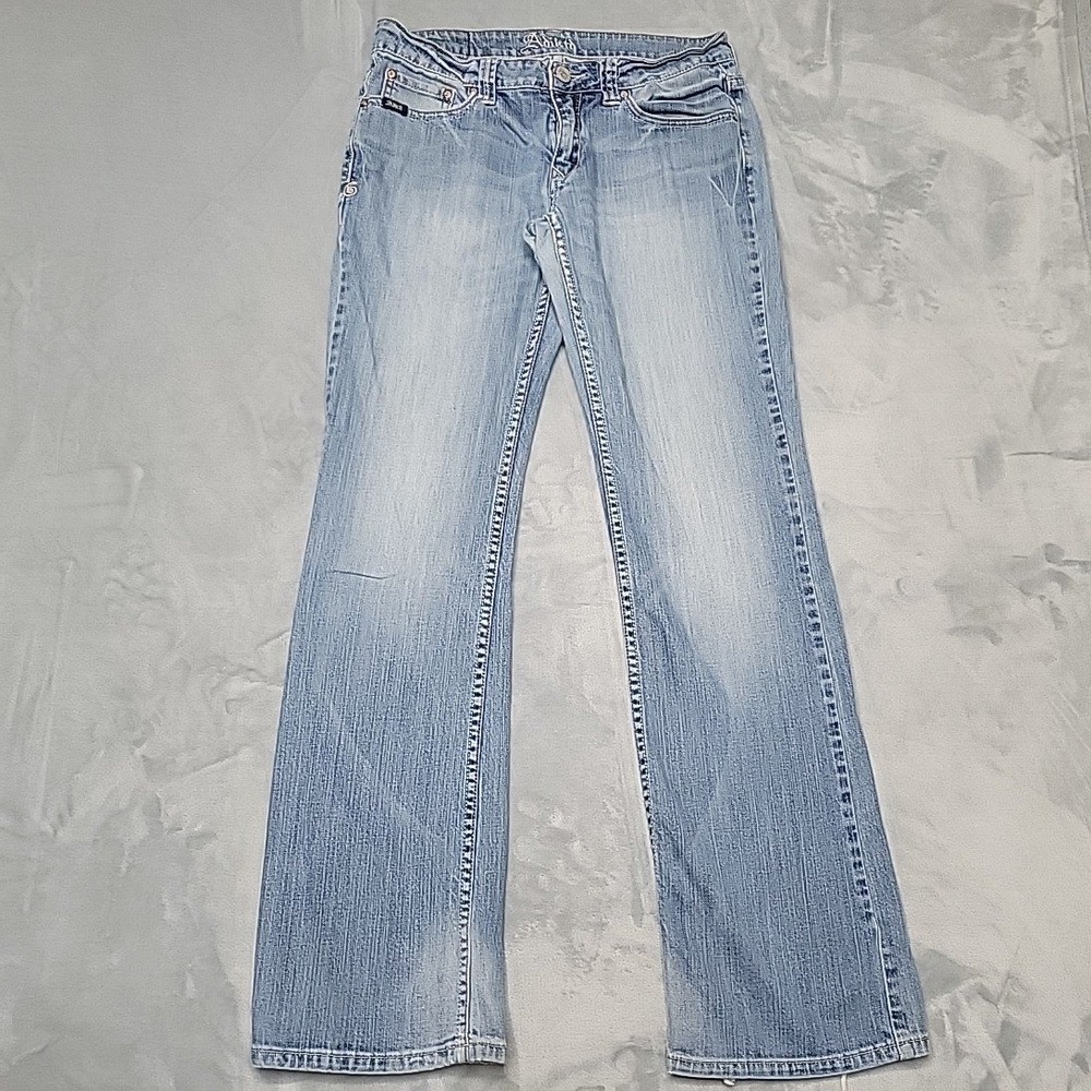 Adiktd Jeans Womens 6 Light Blue Bootcut Embellished Y2K Low Rise